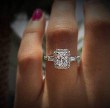 Anillos cuadrados de circón blanco para mujer, joyería de diseño Simple, anillo de compromiso de boda 2024 - compra barato
