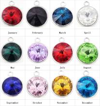 12 pçs/lote 12 mês birthstone redondo cristal balançar encantos para mulheres pingente colar pulseira jóias diy 2024 - compre barato