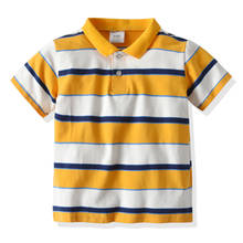 100% хлопковая летняя одежда для маленьких мальчиков футболка-поло высокого качества с короткими рукавами Брендовая детская одежда детская рубашка для мальчика, Одинаковая одежда в полоску топы, футболки 2024 - купить недорого