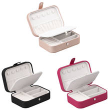 Mini caixa de jóias portátil para viagem, caixa de armazenamento organizadora de flanela com suporte para bandeja, colar, brincos, pulseira, caixa de exibição 2024 - compre barato