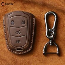 KEYYOU чехол для автомобильного ключа для Cadillac Escalade ESV XTS ATS CTS SRX 6BT CT6 ATS-L XT5 BLS брелок из натуральной кожи умный ключ 2024 - купить недорого