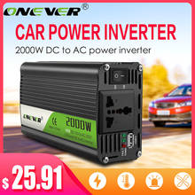 Инвертор Onever, автомобильный преобразователь напряжения с 12 в пост. Тока на 220 В переменного тока, с USB-зарядным устройством для iPhone 6, 7, 8, 2000 Вт 2024 - купить недорого