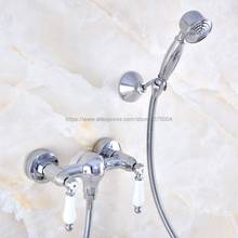 Polished Chrome Bathroom Shower Faucet Mixer Tap With Hand Shower Head Shower Faucet Set Wall Mounted Nna777 2024 - buy cheap