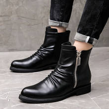 Botas chelsea de estilo británico para hombre, zapatos de cuero negro suave, ropa de calle, botones de vaquero, botines para hombre 2024 - compra barato