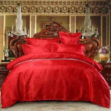 3/4pcs Luxury Silk Bedding Set Satin Queen King Size Comforter Quilt Duvet Cover Linens Pillowcases Bed Sheet Red Wedding Couple 2024 - buy cheap