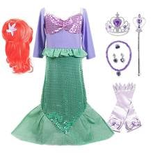 Vestido de princesa de La Sirenita para niñas, disfraz de Ariel para fiesta de cumpleaños, Carnaval y Navidad, ropa de fantasía para niños, 3-10T 2024 - compra barato