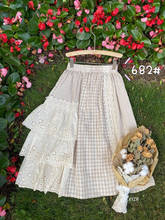 Mori Girl-Falda bordada de encaje para mujer, falda larga holgada con costuras de talla grande, estilo Retro, 682 2024 - compra barato