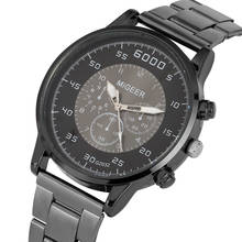 Часы наручные мужские кварцевые, аналоговые светящиеся, с браслетом из нержавеющей стали, деловой стиль 2024 - купить недорого