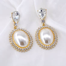 Circle/Pearl Earrings For Women Stainless Steel Earrings Luxury Crystal Rhinestone Gold Wedding Earrings 2024 - buy cheap