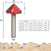 Fresadora cnc con forma de 6x22mm, 60/90/120/150 grados v, enrutador de brocas de grabado, cortador de madera, cortador 3d 1 unidad, 6x22mm 2024 - compra barato