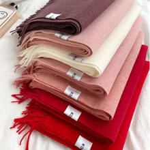 Lenços de caxemira macia, chales e embrulhos, bandana feminina, cores sólidas e quentes para o inverno 2024 - compre barato