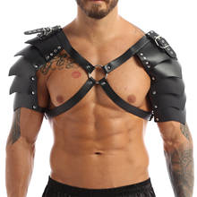 Mens Steampunk Gothic PU Leather Double Shoulder Armors Buckles X-shape Body Chest Harness Belt for Party Cosplay Halloween 2024 - buy cheap