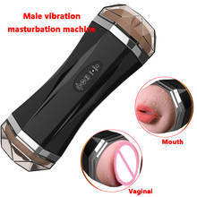Máquina de vibração macia realista para homens, masturbação automática, boca, pênis vaginal, vagina real, brinquedo sexual, masculino 2024 - compre barato