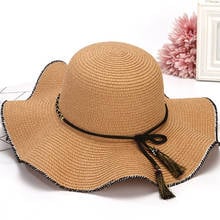 Sombrero de paja de estilo coreano para mujer, sombrero de paja de viaje con protección UV para exteriores, sombrero de playa de ocio de ala grande 2024 - compra barato