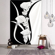 Tapiz de Magnolia en blanco y negro para colgar en la pared colcha de adivinación de astrología, esterilla de playa, decoración de pared Hippie, decoración Bohemia 2024 - compra barato