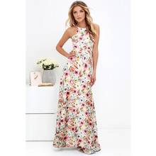 Boho Women Summer Dress 2020 Floral Print Halter Sleeveless Backless Holiday Beach Dress 4xl 5xl Plus Size Maxi Long Sundress 2024 - buy cheap