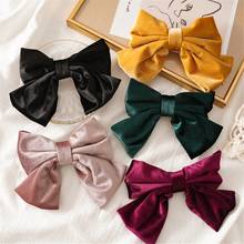 Fashion Big Cloth Bows Hair Clips Sweet Bowknot Barrette Solid Hairpin Headwear Ladies Velvet Hair Accessories 2024 - buy cheap