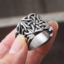 Anel elástico de metal pesado para homens, anel vintage de aço inoxidável modelo viking, joias exclusivas para homens, presentes de festa de casamento 2024 - compre barato