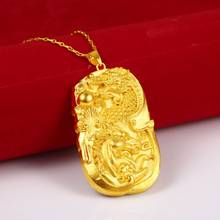 Dragon Horse Pattern Hip Hop Pendant Chain Yellow Gold Filled Geometry Mens Pendant Necklace Gift 2024 - buy cheap
