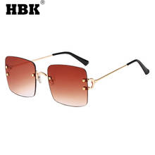 HBK-gafas de sol cuadradas sin montura para hombre y mujer, lentes con montura dorada grande, diseño de marca de lujo, vasos de té vino tinto, UV400 2024 - compra barato