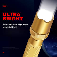 Small LED Zoom Flashlight Ultra Bright Long Range Waterproof Mini Gold Lantern Outdoor Portable Torch Built-in 18650 Battery 2024 - buy cheap