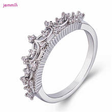 Authentic 925 Sterling Silver Dazzling Crown CZ Pendant Finger Rings for Women Engagement Statement Jewelry Wholesale 2024 - buy cheap