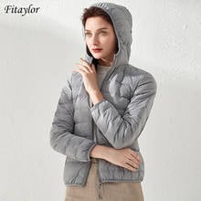 Fitaylor  Autumn Winter Women Ultra Light Short Down Coat 90% White Duck Down Parkas Hooded Slim Zipper Snow Jacket Outwear 2024 - buy cheap