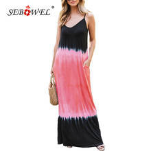 SEBOWEL Gradient Color Sleeveless Suspender Dress Woman 2021 Holiday Boho Maxi Dress Female Spring Summer Casual Long Dresses 2024 - buy cheap