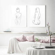 Абстрактная линия плакат Скандинавская Картина на холсте женские настенные художественные картины для гостиной современные декоративные принты на стене Unframe 2024 - купить недорого