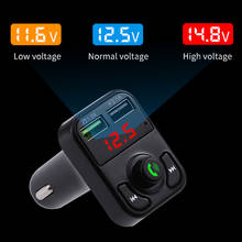 Kit de manos libres para coche con Bluetooth 5,0, Transmisor FM, receptor de Audio inalámbrico, reproductor de MP3 automático, Cargador rápido USB Dual, voltímetro Digital D 2024 - compra barato