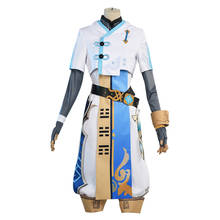 Conjunto de fantasia da moda para cosplay, "genshin yun cos oinha do anime masculino e feminino conjunto de casaco curto + forro + cinto 2024 - compre barato