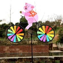 NEW Vintage Bicycle Wind Spinner Metal Stake Piggy Riding Bicycle Windmill Decoration For Yard And Garden Decoration 2024 - buy cheap