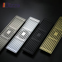 Euro Style Antique Black Brass Bathroom Linear Shower Drain Floor 8*20 8*30cm Trap Waste Grate Brushed Toilet Anti-odor Drains 2024 - buy cheap