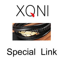 XQNI Special Leaf Shape Multi-layer Combination Men's Stainless Steel Leather Bracelet 3 Colors Elegant Jewelry Custom Size 2024 - buy cheap