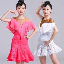 Vestido infantil de dança de salão com franjas, vestido infantil para meninas, salsa, cha, samba, tango 2024 - compre barato