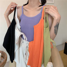 6 cores mulheres tricô sólido camis tops sem mangas camisetas meninas básico fino regata de malha 2024 - compre barato