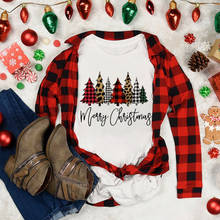 Christmas Tree Leopard plaid Printed t shirt women fashion Harajuku Short Sleeve t-shirt White Tshirt christmas clothes Tops 2024 - buy cheap