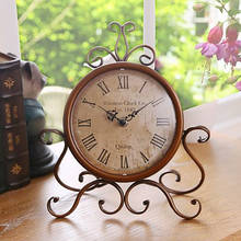 Relógio de mesa decorativo para casa, relógio de mesa pequeno vintage de metal com ornamentos decorativos, redondo, silencioso, movimento de quartzo, relógio de mesa operado à bateria 2024 - compre barato