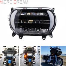 Black Dual LED Headlight Projector Headlamp Kit Amber Turn Signal White Daylight Running Light DRL For Harley Road Glide 2015-Up 2024 - buy cheap