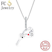 FC Jewelry 925 Sterling Silver Key to Heart Letter I ove you Boy Girl Love Pendant Necklace Chain Women Choker Trinket Valentine 2024 - buy cheap