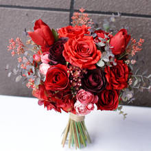 SESTHFAR Hand Holding Red Bridal Bouquet Wedding Artificial  flowers Ramo De Novia Vintage Accesorios Novia 2024 - buy cheap