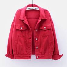 Pink Yellow White Denim Jacket Women Autumn Casual Loose Korean 6 Color Outerwear Streetwear Fashion Jeans Jacket Coat Female 2024 - buy cheap