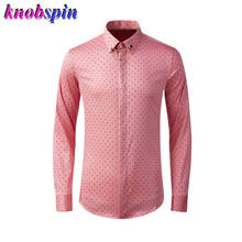 Camisa masculina de algodão 100%, design de ponto, camisa casual slim para homens, manga comprida, de alta qualidade, tamanhos 38-48 2024 - compre barato