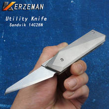 Kerzeman-cuchillo plegable para acampar al aire libre, herramienta táctica de aleación de titanio TC4, con mango de bolsillo, EDC, 14C28N 2024 - compra barato