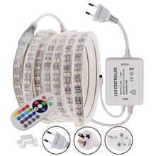 Corda de luz com controle remoto, à prova d'água, ip67, 5050, rgb, led, 220v, 110v, 120leds/m, decoração da casa