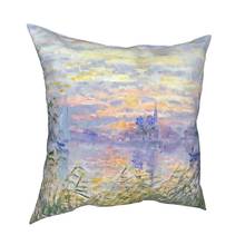 Sunset On The Seine By Monet Pillowcover Decoration Art Painting Boat Cushion Cover Throw Pillow for Sofa Double-sided Printing 2024 - buy cheap