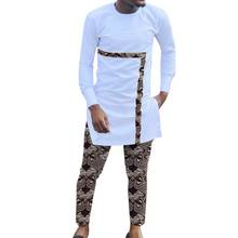 White Patchwork Tops Design Men's Sets Shirt With Pant African Fashion Male Groom Suits Custom Wedding Party Ankara Outfits 2024 - buy cheap