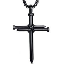 Men Punk Titanium Steel Nail Cross Pendant Chain Necklace Cool Black Gold Color Cross Pendant  Necklace Jewelry 2024 - buy cheap