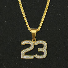Large Men's Crystal Hip Hop Basketball Legend Number 23 Necklaces Bling Gold Cuban Chain Necklace Jewelry For Men 2024 - buy cheap