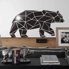 Adesivo de parede espelhado com urso 3d, adesivo decorativo de acrílico para decoração de parede, arte diy, decoração de casa, sala de estar 2024 - compre barato